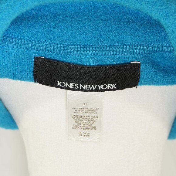 100% Merino Wool 3X Jacket with Pockets Shachet Button Front Cardigan Teal Blue - Picture 6 of 7